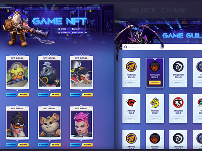 Blockchain game NFT project banner blockchain button game illustration nft start ui web