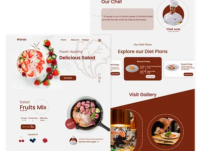 Landing Page Healthy Food Salad design foodweb illustration landingpage mobile reddesign saladfood ui uidesign ux webdesign website