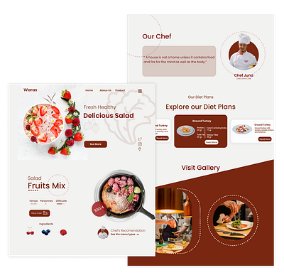 Landing Page Healthy Food Salad design foodweb illustration landingpage mobile reddesign saladfood ui uidesign ux webdesign website