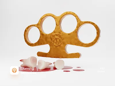 Dustup 3d 3d art blender blender3d blood brass brass knuckles illustration injured injury isometric isometric illustration knuckle knuckleduster teeth
