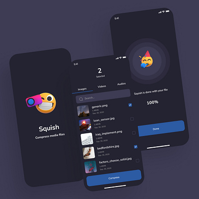 Squish ~ File Compression App branding design illustraion minimal ui ux vector