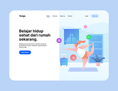 Yoga - Hero Section design dribbble flat illustration ui vector web welovedesign yoga