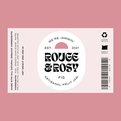 Rouge & Rosy Jam Label Design brand design branding design food beverage graphic design illustration jam jar label design logo minimal packaging packaging design pink rose rouge typography vector