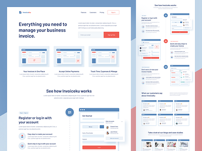 Invoiceku Landing Page business design form freelance illustrations invoice landing page paper payment platform proposal saas software uidesign uiux uxdesign web web design website website design