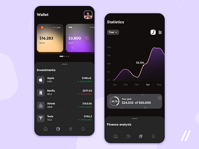 Finance App analytics app budget chart design expenses finance finance app fintech fintech app graphs mobile mvp online purrweb startup stocks tracking ui ux