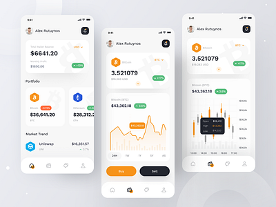 Crypto Wallet App Design UI Kit app design blockchain clean crypto crypto coin crypto currency cryptomarket currency finance fintech mobile mobile app money money app ui design wallet wallet app