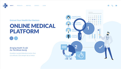 Online Doctor Consultation Website Landing Page app branding design illustration ui ui design ux vector