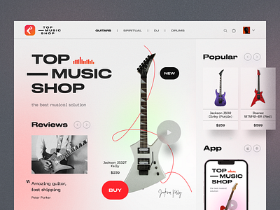 Music E-commerce and M-commerce branding card concept design desktop e commerce guitar interface landing m commerce market marketplace mobi mobile app music product ui ux web design