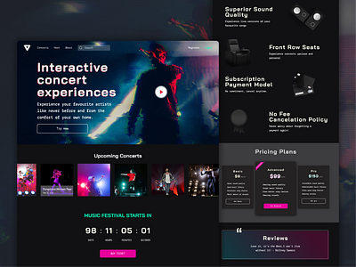 Interactive Concert Experience Website branding concert design minimal ui ux vector web website