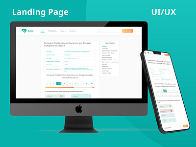 Online Quiz Landing page and Dashboard branding dashboard dashboard design dashboard ui graphic design landing page ui uiux ux uxui website design