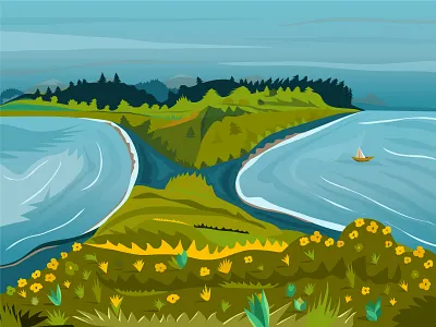 Eustathia bay 2d adobe illustrator illustration sea vector