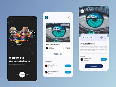 NFT Marketplace Concept app best dribble shot bitcoin clean colorful crypto cryptocurrency design dribble best shot etherium finance finance tech fintech minimal money nft nft bidding ui ui deisign ux