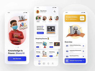 Educational Platform - Mobile App 3d animation app ui appuidesign branding clean course app design education learning platform education app minimal mobile app online course online school study ui ui design uiux uiux design