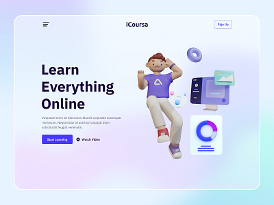 Online Education Landing 3d animation branding branding identity design e learning edtech hero page landing page logo ui visual design website