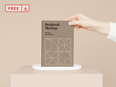 Free Notebook with Hand Mockup book book cover branding cover design download free freebie identity logo mockup mockups notebook psd template typography