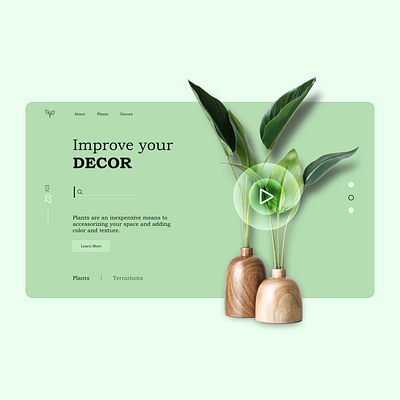 Plants Landing Page Design landing page plants site design ui design web design