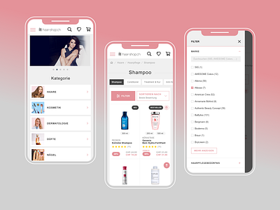 haar-shop - Swiss beauty retailer - mobile beauty e commerce ecommerce haircare magento magento agency mobile shop ui ux