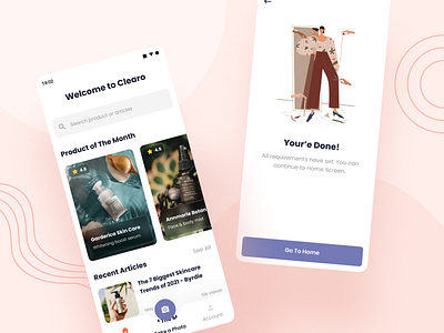Clearo - Home Screen care clean cosmetics design home illustration modern professional screen skin skincare ui ux
