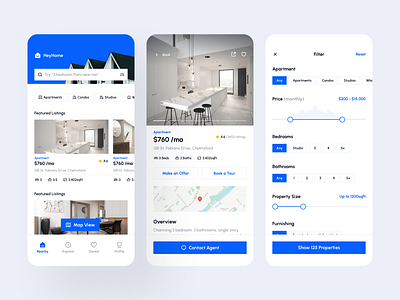 HeyHome — Real Estate Mobile App app booking app clean design filter ios location minimal mobile mobile app property app real estate real estate app real estate website rent rental app search ui ui ux ux