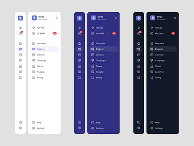 Sidebar Navigation app dark dashboard management nav productivity sidebar team ui website