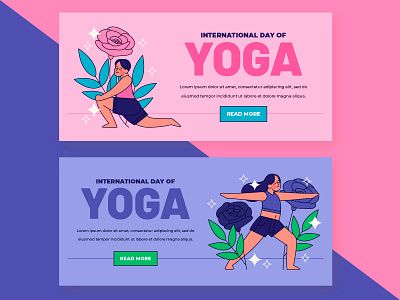 Yoga banners banners character design characters flat flat illustration illustration vector yoga