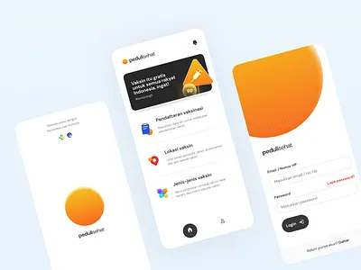 Peduli Sehat - Vaccines App #1 branding clean covid 19 health homescreen layout login screen minimal mobile mobile app ui ux vaccine