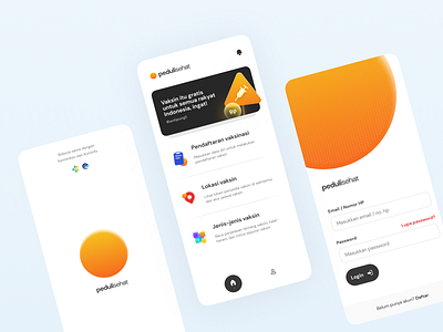 Peduli Sehat - Vaccines App #1 branding clean covid 19 health homescreen layout login screen minimal mobile mobile app ui ux vaccine