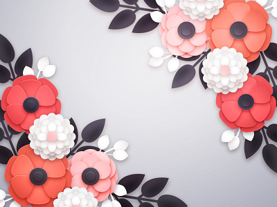 Paper flowers flat flowers illustration paper papercut vector