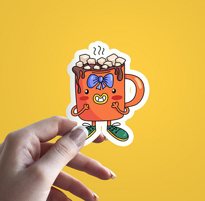 Sweet little mug of cocoa art character design doodle funny illustrate illustration