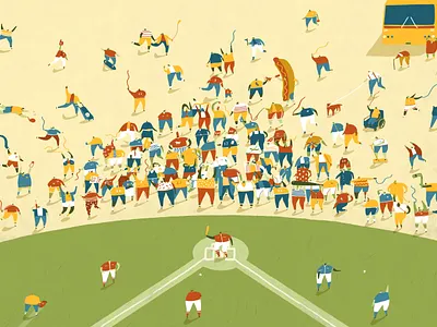 Baseball is Back - For NYT baseball baseball field character covid crowd dalesbits events field fun humour illustration new york new york giants new york times ny nyt people sports yankees