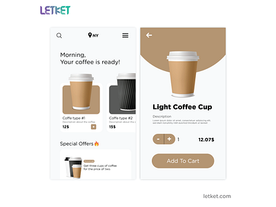 Coffee Shop UI for mobile application app design graphic design illustration ui ux
