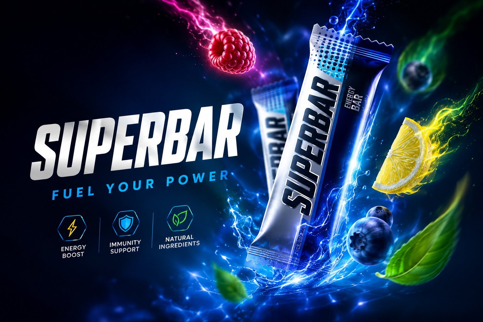Fitness Bar: SUPERBAR branding character comics energy bar fitness bar food healthy food illustration packing design super hero