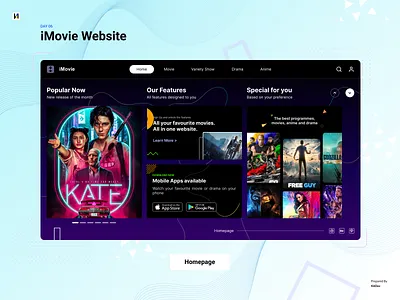 iMovie Website cinema dailyui figma imovie website landing page layout design movie movie listing movie website movies ui uidesign uiux uxdesign video videowebsite web design web design inspiration website design websitemaker