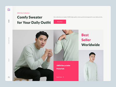 Sweater Landing Page design fashion landing page outfit ui uidesign user interface