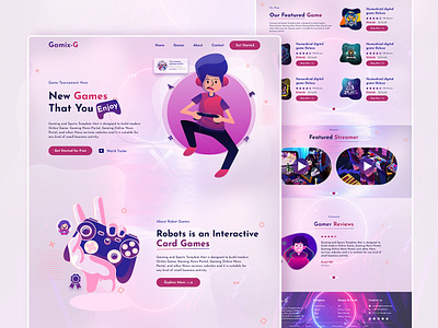 Gaming Landing Page gaming website gamix game ui ux
