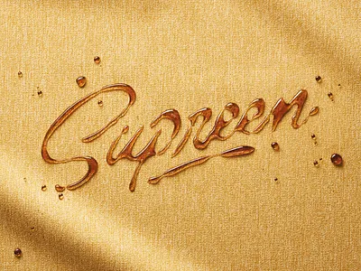 Supreen - Lettering for Ads ads advertisment brand brand identity branding brush calligraphy cover design handlettering honey lettering liquid liquids logo magazine type typography