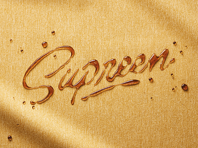 Supreen - Lettering for Ads ads advertisment brand brand identity branding brush calligraphy cover design handlettering honey lettering liquid liquids logo magazine type typography