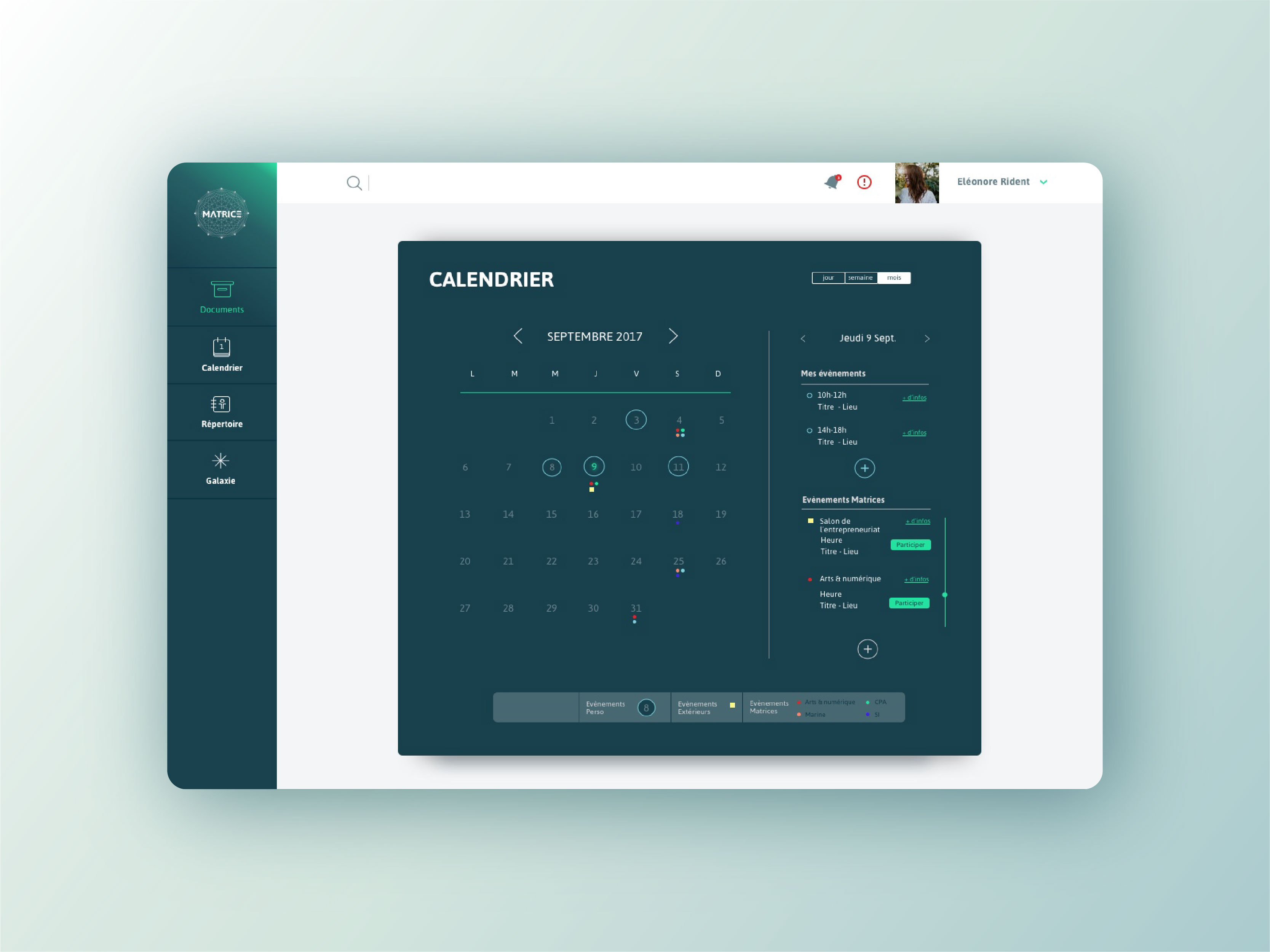 Example of Calendar - Intranet