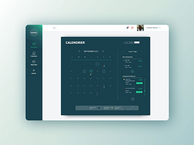 Calendar - Intranet calendar dark mode design events intranet platform side menu ui ux webapp webdesign