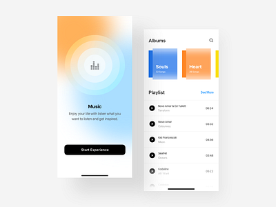 Music App #exploration application blur clean concept ios layout minimal mobile mobile app music sketch ui ui design visual design whitespaces