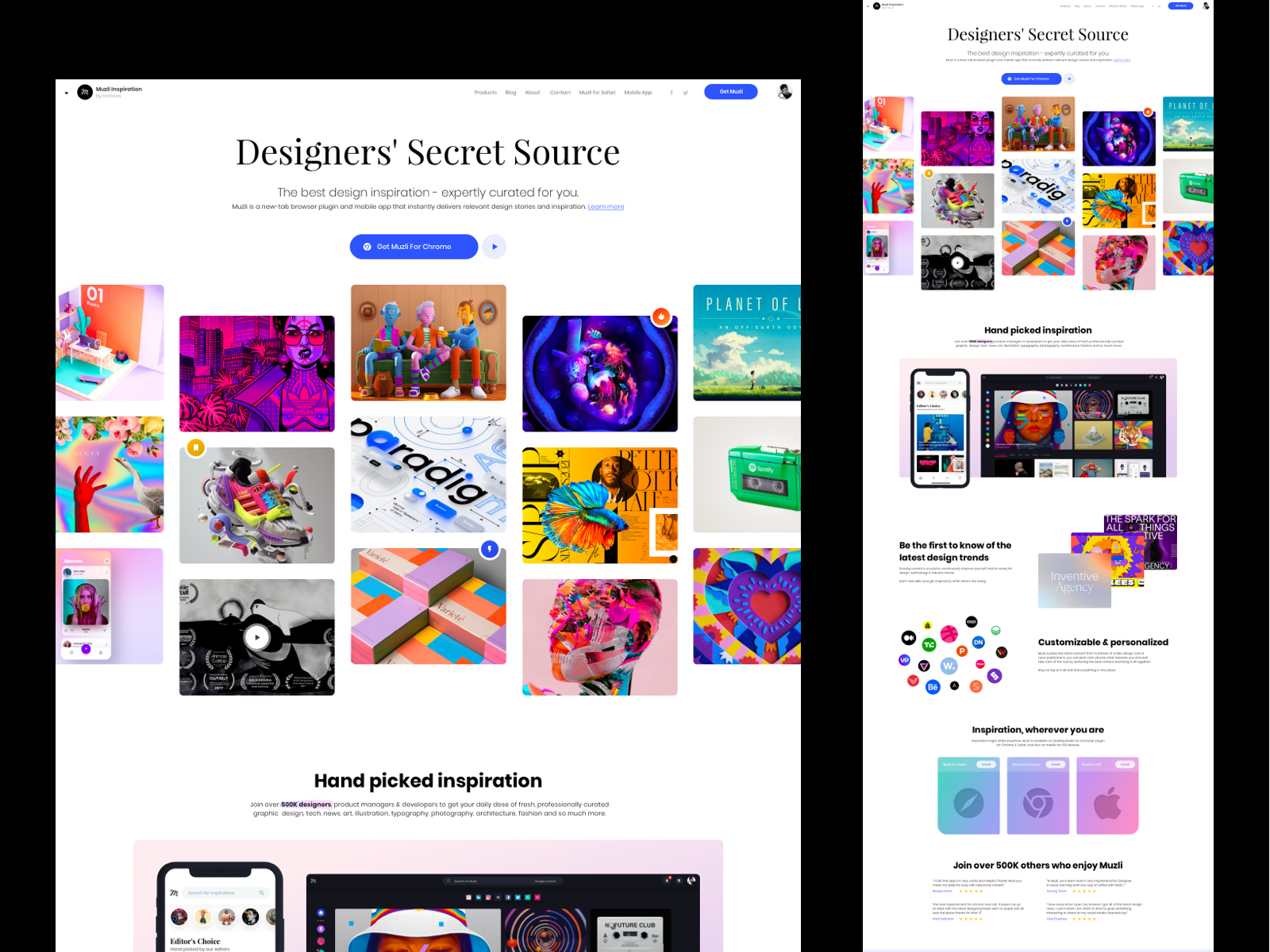 Example of Muzli website redesign