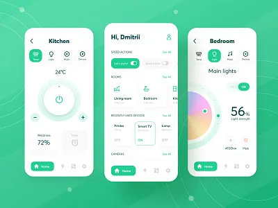 Smart Home App Design app clear design devises green home interface minimal mobile modern smart smart home technology ui ux