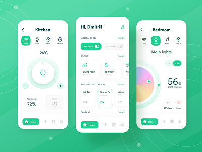 Smart Home App Design app clear design devises green home interface minimal mobile modern smart smart home technology ui ux