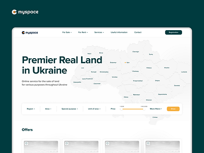 Myspace - online service for the sale of land design land sale service ui website