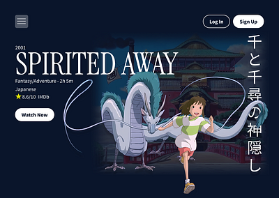 Spirited Away Movie Landing Page animation anime designing landing page movie spirited away ui uiux