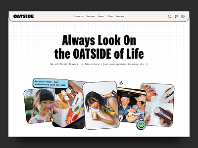 OATSIDE - Website Redesign bold clean creative freeelance fun landing page milk oatside playful ui ux website whhite