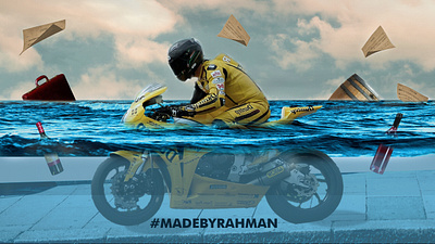 RIDING IN WATER (photo manipulation) design graphic design photo manipulation photoshop manipulation riding in water riding manipulation water manipulation