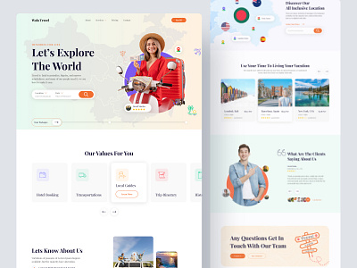 Travel Landing Page and UI Exploration. adventure agency booking app destination dribbble best shot explore homepage hotel app landingpage popular design travel travel agency travel app travel booking travel landing page uiux vacation web web design webdesign