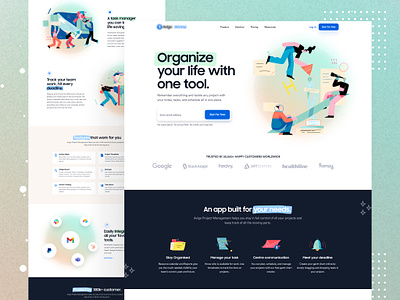 Project Management App Landing Page b2b website colloboration tool colorful fleexstudio gradient illustration landing page productivity project manager project managment saas software managment task team ui uiux ux web app web design website