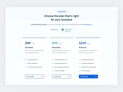 SaaS Landing Page - Pricing UI design figma interaction design landing page pricing product design saas ui ux web web design website design